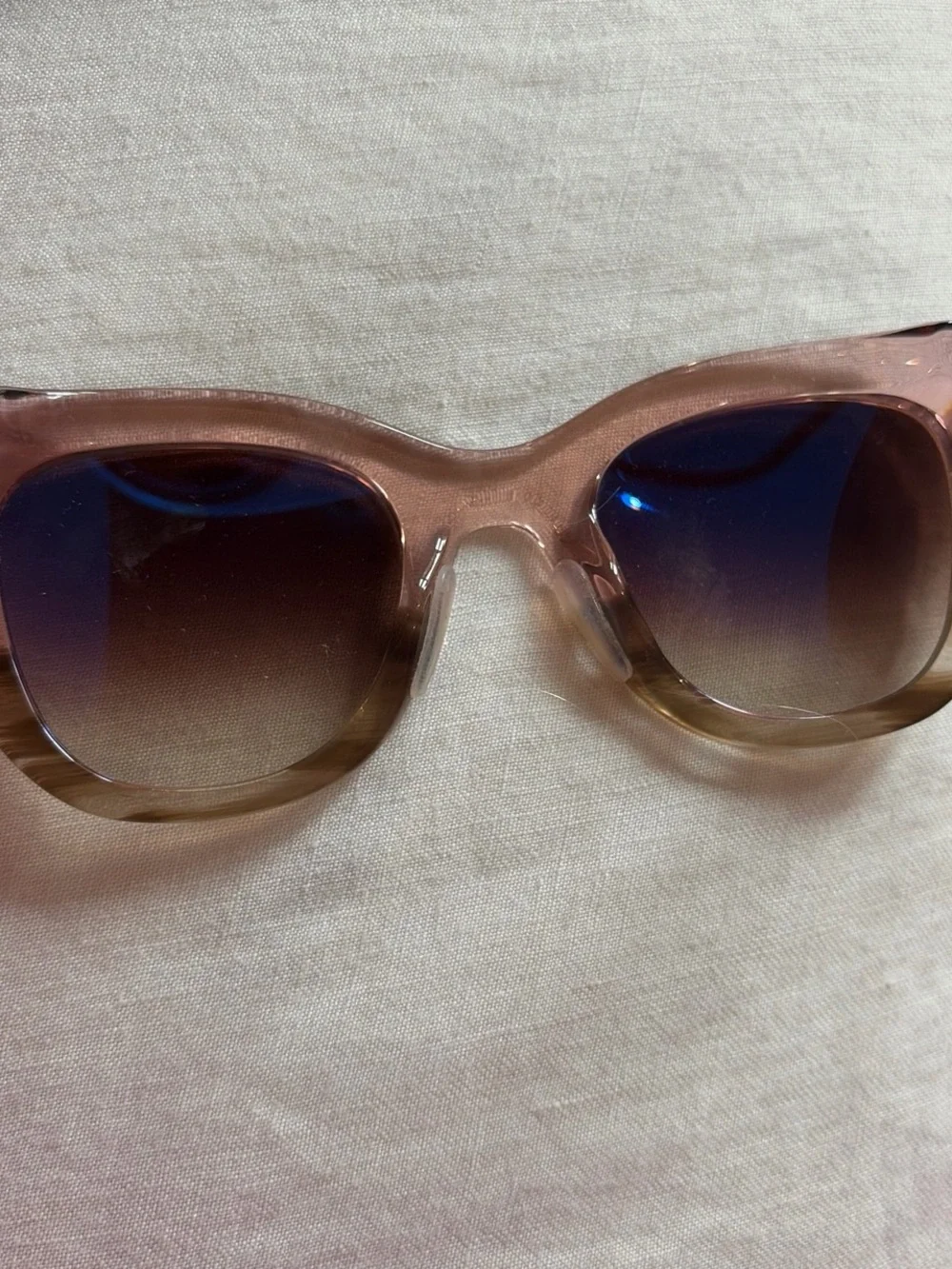 THIERRY LASRY Clear Pink-Tan Gradient Square Sunglasses